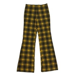 Forever 21 Yellow and Black Plaid Flared Pants
